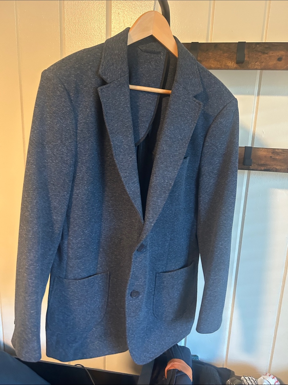 Men's Heather Navy Knit Sport Coat - Smart Casual Blazer